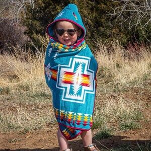 Hooded Towel Kids Pendleton Chief Joseph Turquoise Wrap Baby 100% Cotton Beach